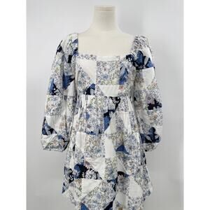 J Crew White Floral Patchwork Dress Cotton Voile Cottagecore Grannycore S NWT